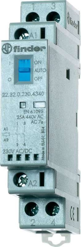 Finder Serie 22 22.32.0.230.4320 Installationsschütz 230 V 25 A Weiß