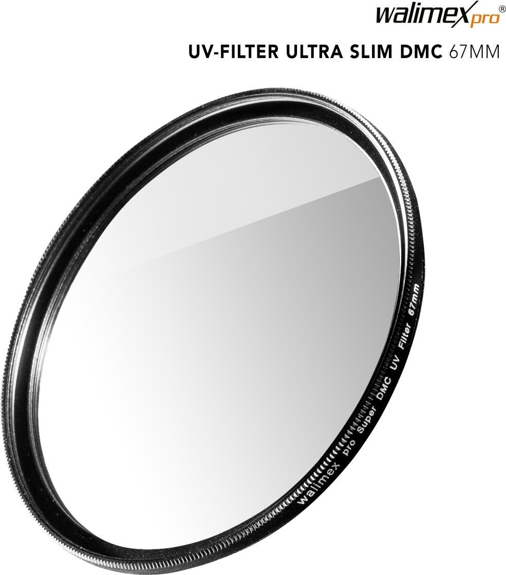 Walimex pro UV-Filter Slim Super DMC 67mm - besonders hochwertiger UV Filter Objektivfilter, Slim nur 2,5 mm,16x Super DMC Vergütung, für Objektivschutz und brilliante Farben, mit Box (1022951)
