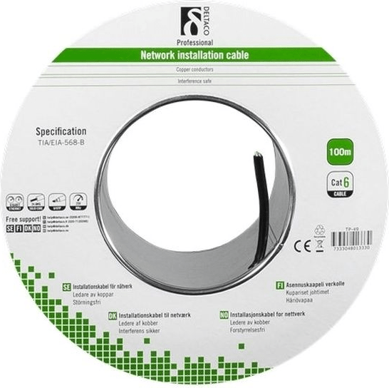 DSIT Alfaco Cat6 F/UTP-Kabel auf Rolle starrleiter 100 m grau LSZH – (Eca) (SI-TP-49F)