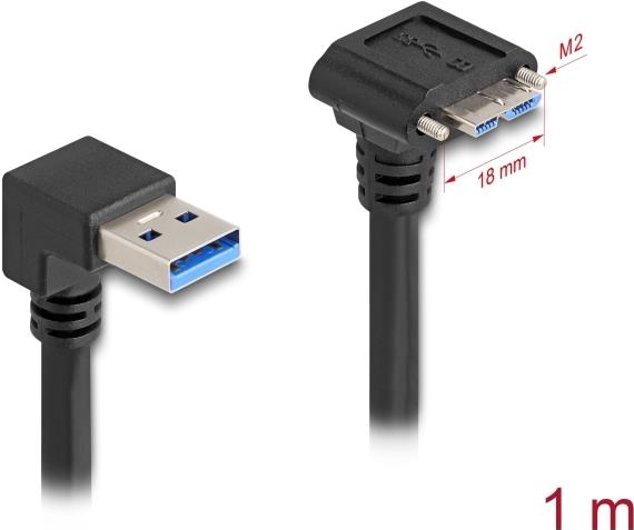 Delock USB 5 Gbps Kabel Typ-A Stecker 90° nach unten gewinkelt zu Micro-B (80482)
