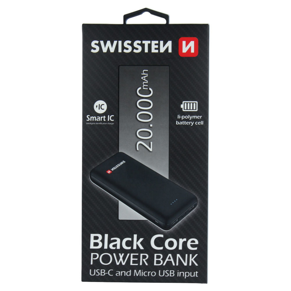 Swissten Black Core Powerbank 20000 mAh Schwarz