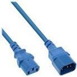 InLine® Kaltgeräteverlängerung, C13 auf C14, blau, 0,75m (16507B)