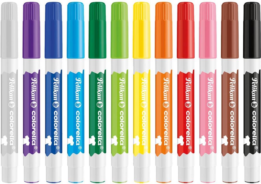 Pelikan Colorella Textilmarker, 12er Kartonetui, mittlere Strichbreite, 12 gemischte Farben