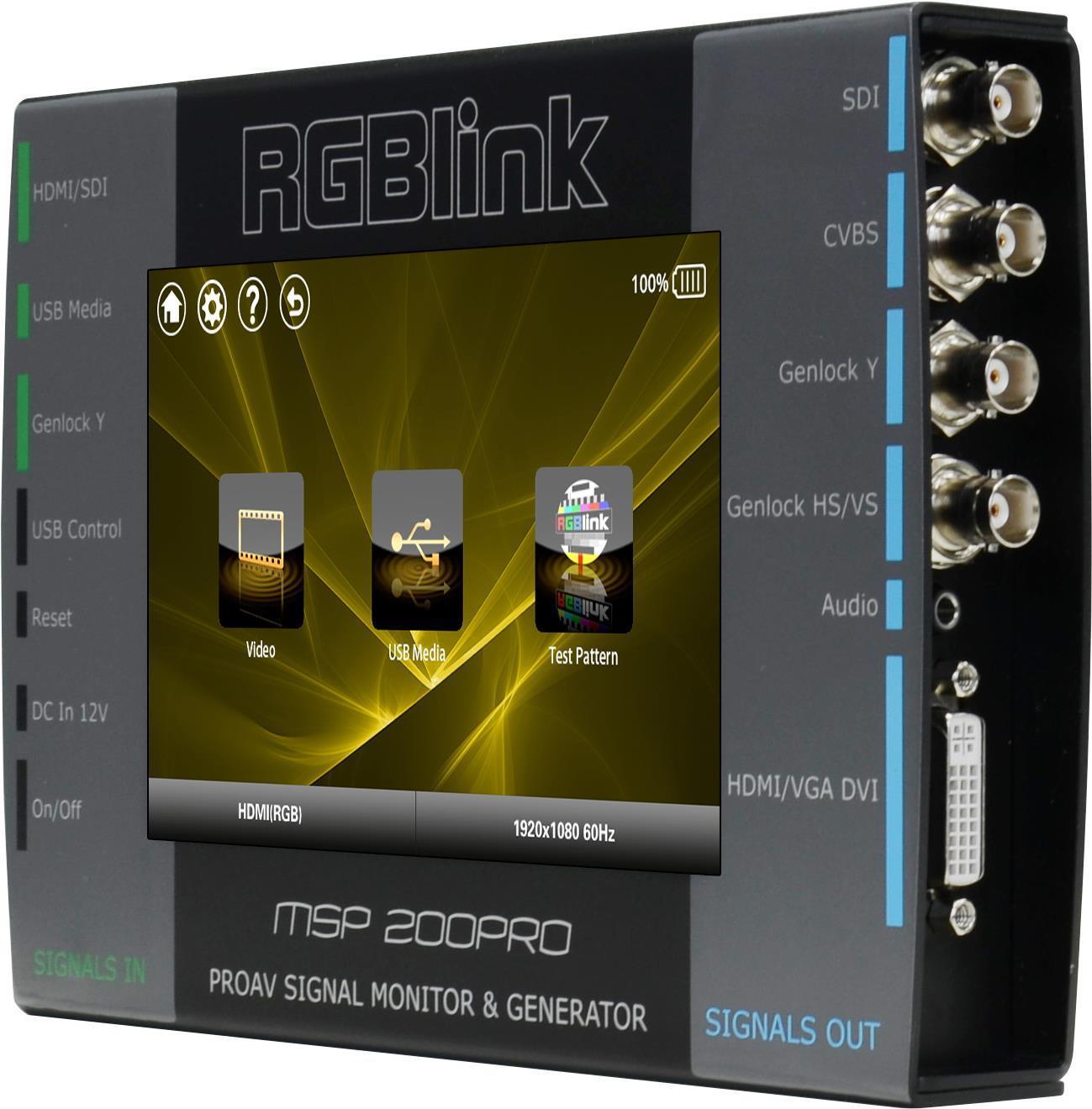 RGBlink Test tool, Signal & Test Pattern Generatorwith Plug Pack & ABS Protective CaseHDMI / USB InputModule StandardBatteries & SDI Input module Sold separately (MSP200pro) (B-Ware)