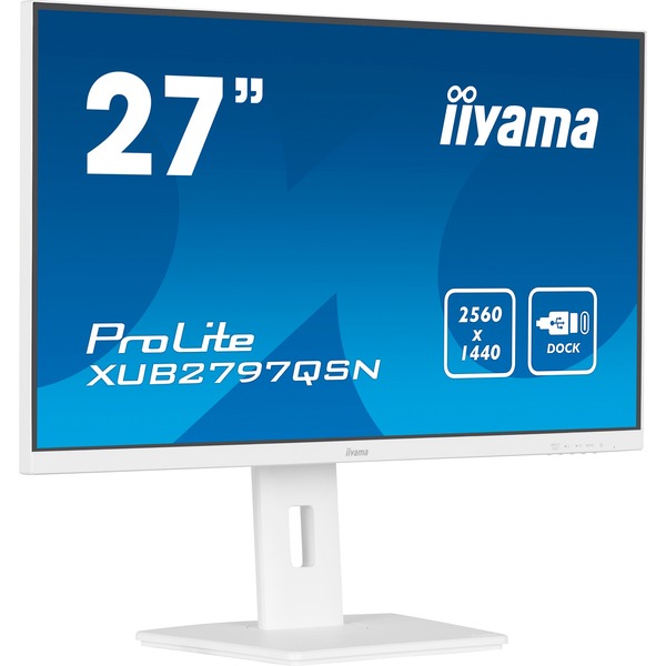 Iiyama TFT ProLite XUB2797QSN-W1, LED-Monitor - (68.5 cm (27 Zoll), weiß (matt), WQHD, IPS, Adaptive Sync, USB-C Dock, RJ 45, 100Hz Panel) [Energieklasse F] (XUB2797QSN-W1)