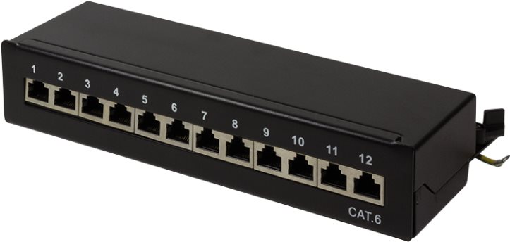 Logilink Patchpanel Tisch/Wand Cat.6 STP 12 Ports, schwarz (NP0017)