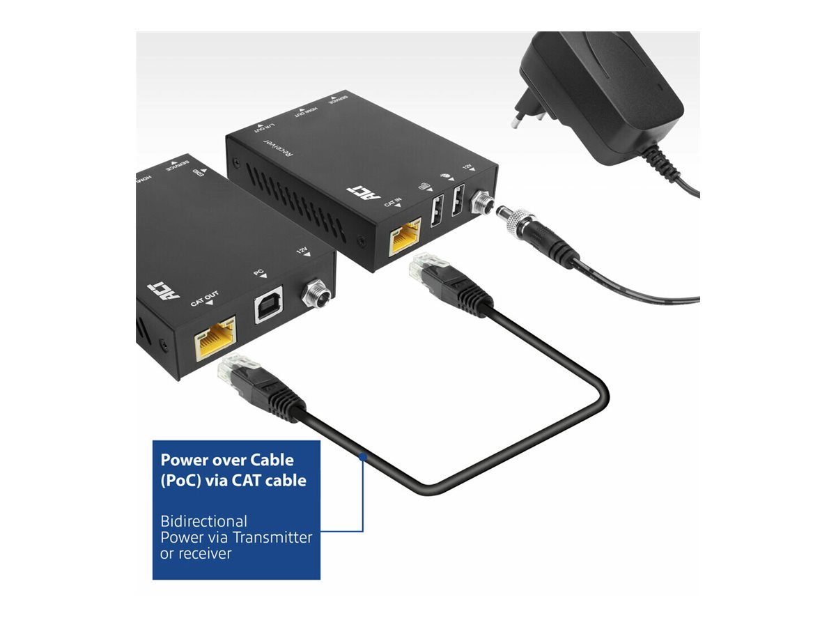 ACT AC7815 4K HDMI 2.0 KVM-Extender-Set CAT6A 70 m Schwarz