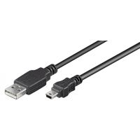 Wentronic Goobay USB 2.0 Hi-Speed Kabel, Schwarz, 0.15 m - geeignet für Geräte mit Mini-USB Anschluss (93228)