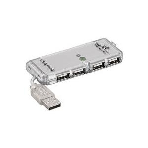 Wentronic Goobay USB 2.0 Hi-Speed HUB / Verteiler 4 Port, Grau - USB Verteiler zum Verbinden von bis zu 4 USB Geräten mit einem USB Anschluss (68879)