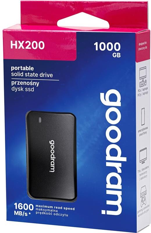 Goodram SSDPR-HX200-1K0 Externes Solid State Drive 1 TB USB Typ-C USB 3.2 Gen 2x2 Schwarz (SSDPR-HX200-1K0)