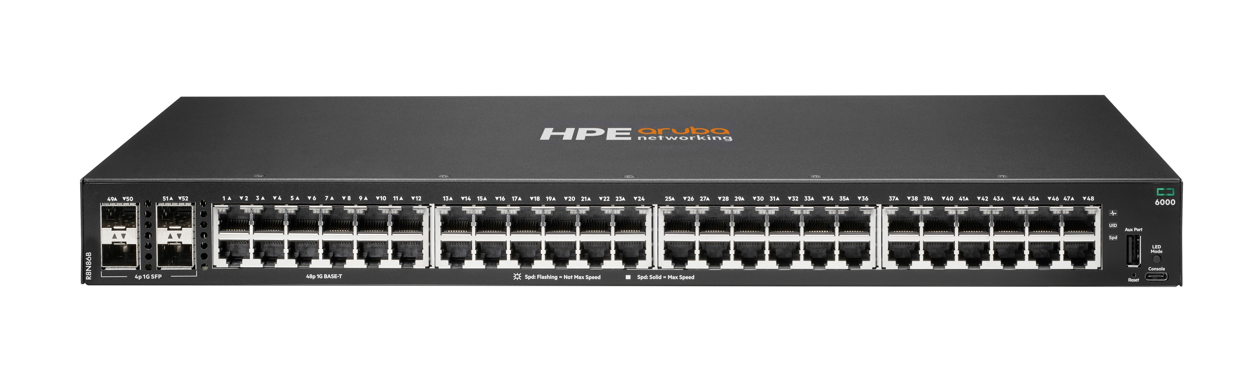 HPE Aruba CX 6000 48p 10M/100M/1G 4p SFP 1G Switch Schwarz