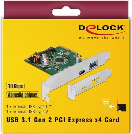 Delock PCI Express x4 Karte zu 1 x extern USB Type-C™ Buchse + 1 x 