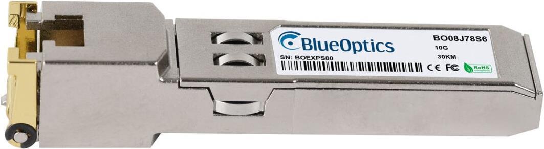 Cambium SFP-10G-Copper kompatibler BlueOptics© SFP+ RJ45 Transceiver für 10 Gigabit Highspeed Datenübertragungen über Cat 6a Twisted Pair. Unterstützt 10 Gigabit Ethernet Anwendungen in Switchen, Routern, Storage Systemen und ähnlicher Hardware. BlueOptic (SFP-10G-Copper-BO)