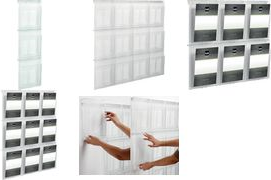 helit Wanddisplay "the placativ", 6 x DIN A4 hoch, glasklar aus Polystyrol, Fachmaße: (B)245 x (T)35 x (H)235 mm (H6812002)