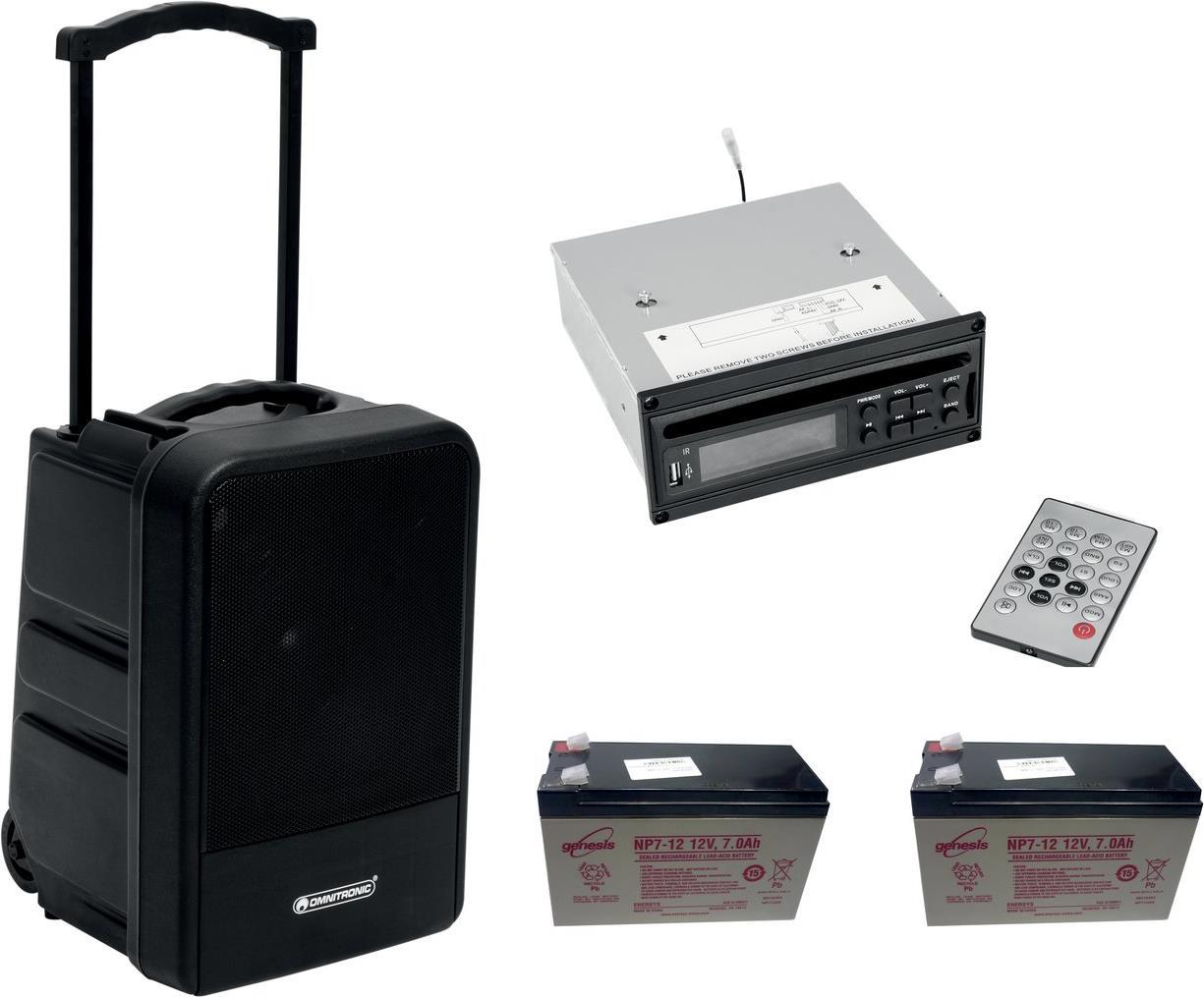 OMNITRONIC Set MOM-10BT4 Modular-Drahtlos-PA-System + CD-Player mit USB&SD + 2x Akku (20000386)