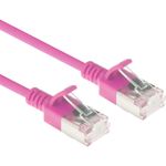 ACT Pink 10 meter LSZH U/FTP CAT6A datacenter slimline patch cable snagless with RJ45 connectors (DC7410)