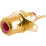 shiverpeaks BASIC-S Cinch-Einbaukupplung, vergoldet, rot im Polybeutel mit Eurolochung (BS52091-R)