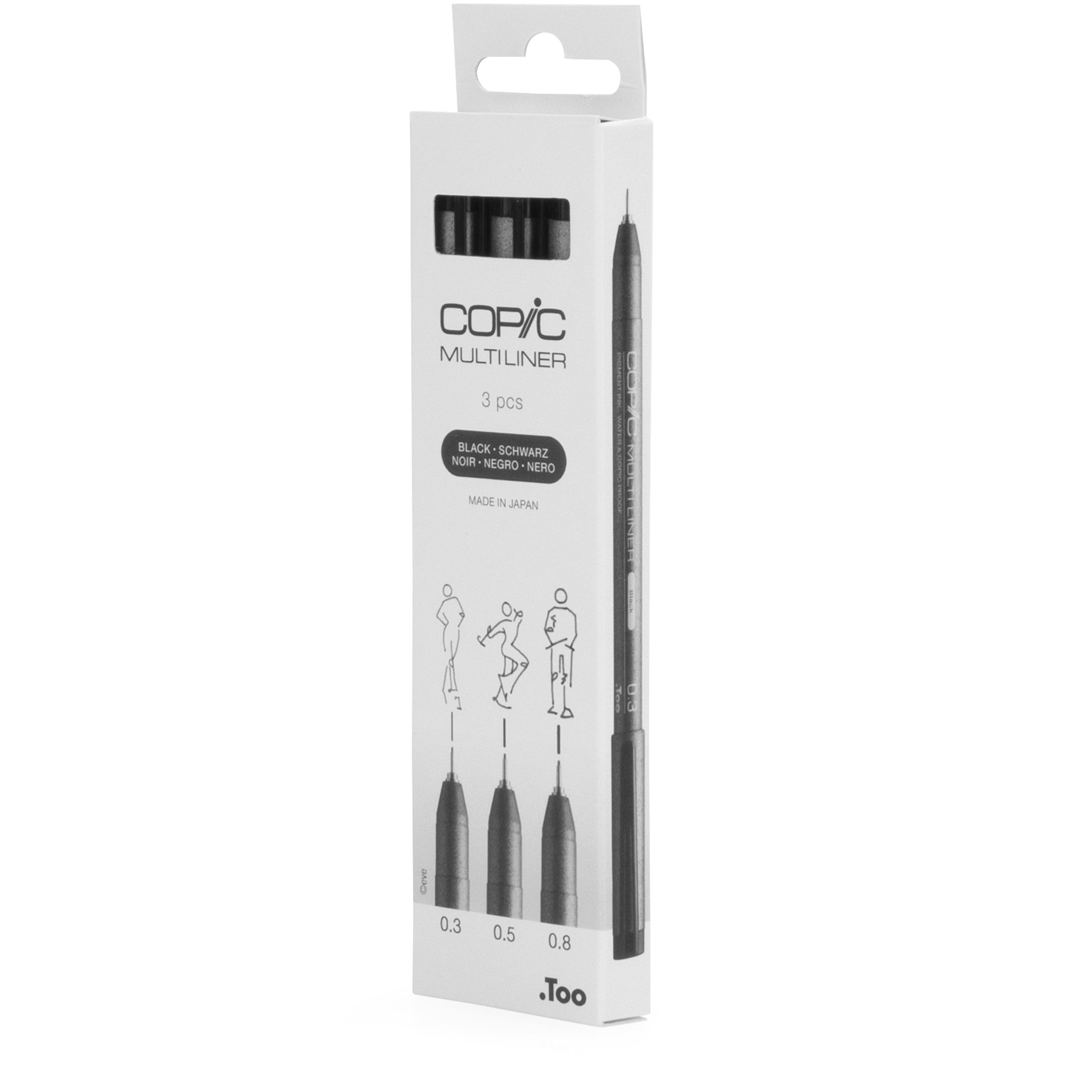 COPIC Multiliner Fineliner Set 0.3 + 0.5 + 0.8 mm 3 St. Schwarz