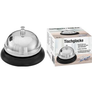 WEDO Tischglocke, Signalglocke aus Metall, schwarzer Fuß Druckauslöser, Durch...