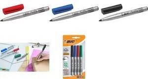 BIC Permanent-Marker Marking POCKET ECOlutions, 4er Blister Rundspitze, schnell trocknende Tinte auf Alkoholbasis, - 1 Stück (8755911)