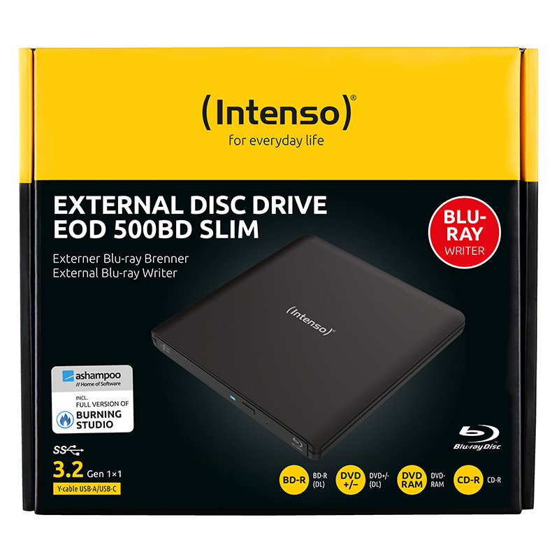 Intenso EOD 500BD Slim Externer Blu-ray Brenner USB 3.2 Gen 1 Schwarz