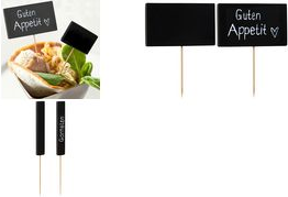 PAPSTAR Fingerfood-Spieße "Blackboard", Länge: 90 mm Spieße aus Holz, Tafel aus Bambus, Maße Tafel: 37 x 63 mm, - 1 Stück (87201)