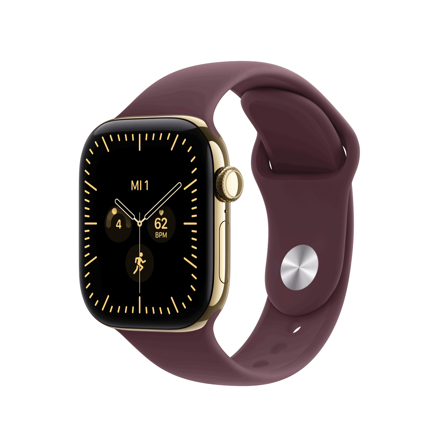 Apple Watch Series 12 GPS + Cellular 42 mm Titan Gehäuse Radiant Gold mit Burgundy Sport Band – M/L