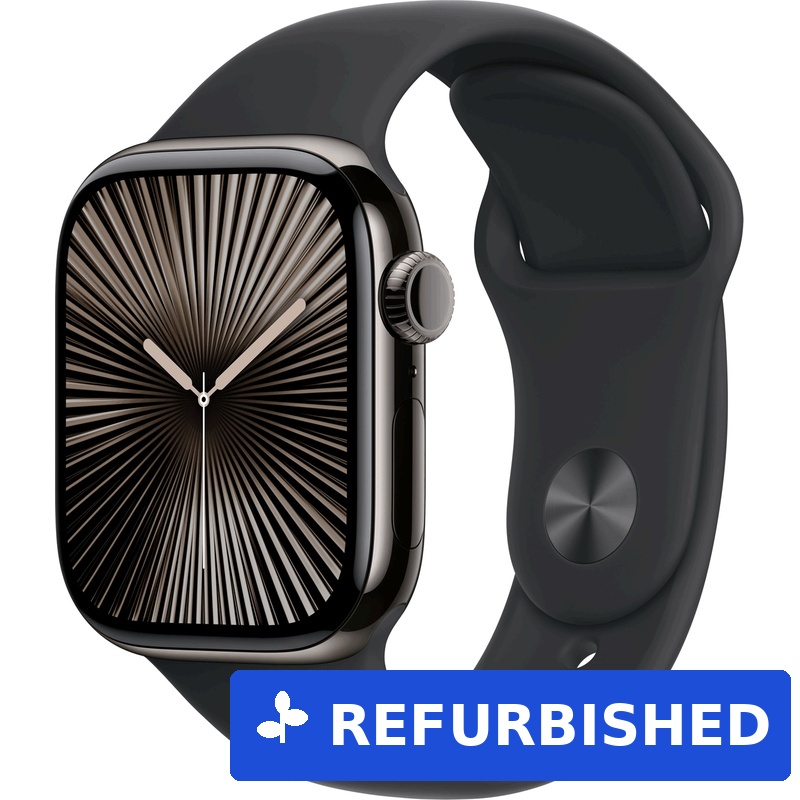 Apple Watch Series 10 GPS + Cellular 42mm Slate Titanium Case mit Black Sport Band - S/M (MWXG3QF/A) (B-Ware) (geöffnet)