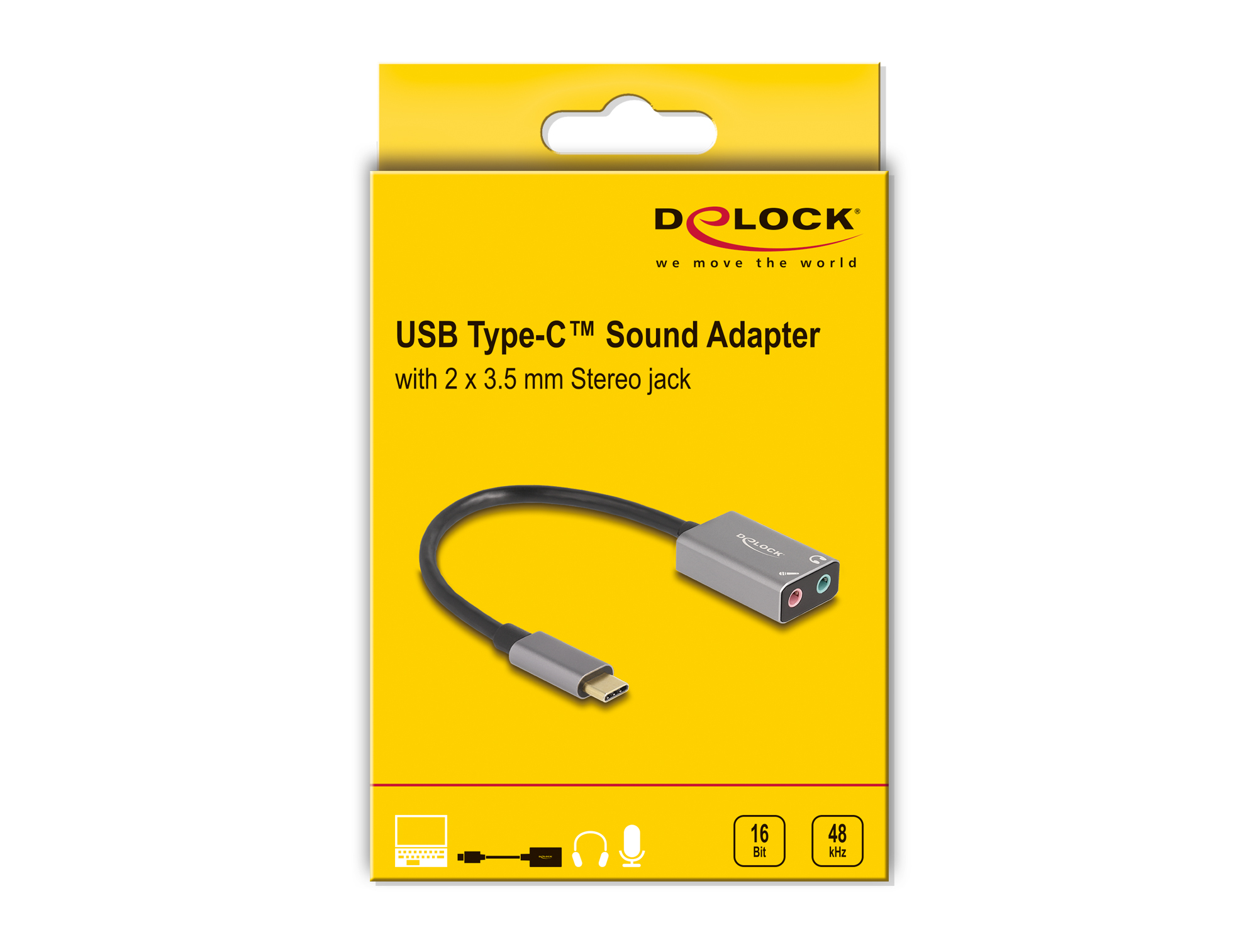 Delock Externe Soundkarte USB-C auf 2 x 3.5 mm Klinke Stereo Grau