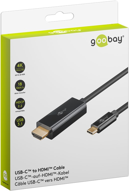 Goobay USB-C auf HDMI Kabel 4K 60 Hz 2 m Schwarz