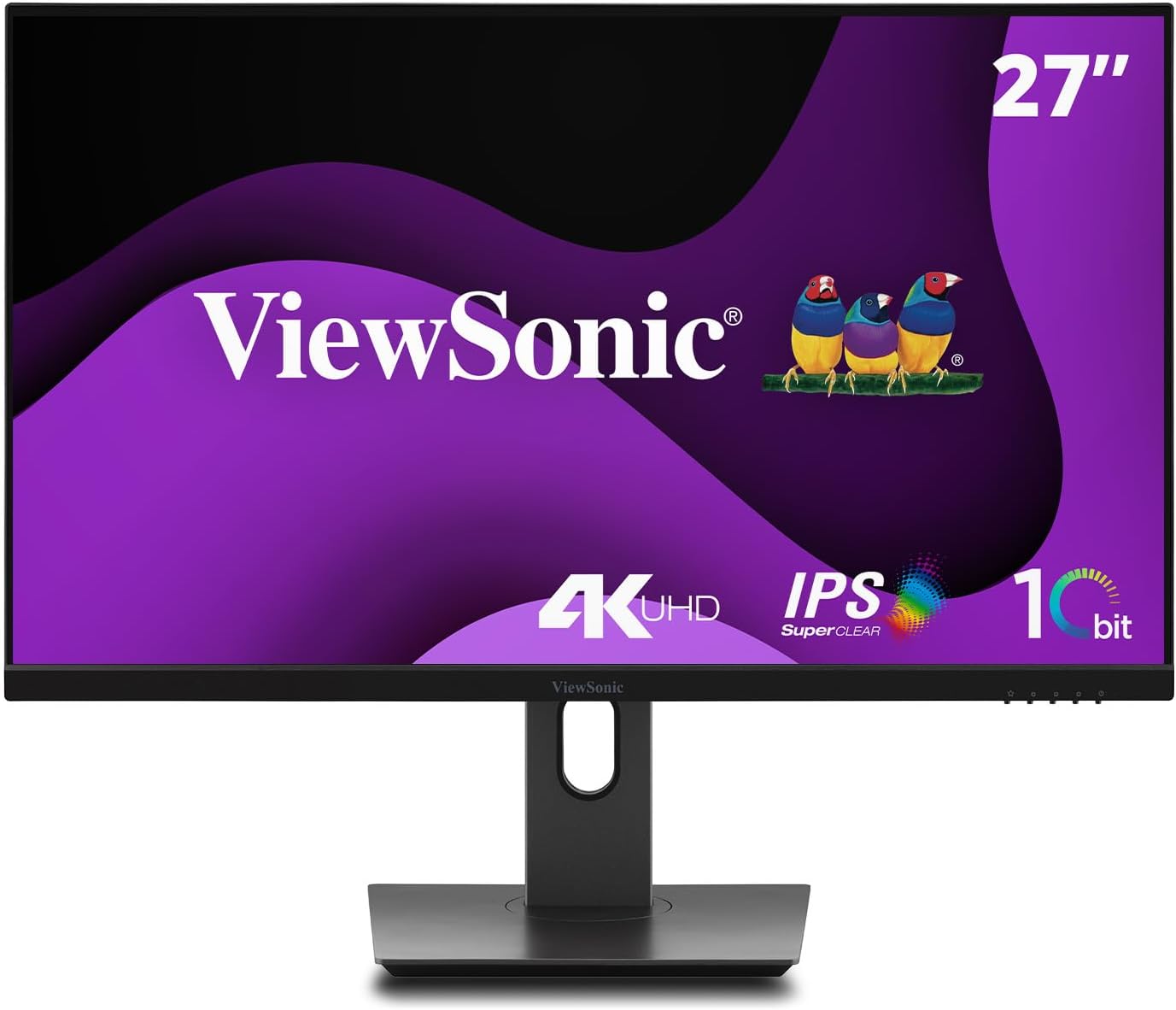 ViewSonic VG2762-4K 27" 4K IPS Monitor, HDMI x2, DisplayPort, Anti-Glare, VESA Compatible, 10-bit, HDR10, Ergonomic, Eye ProTech [Energieklasse F] (VG2762-4K)