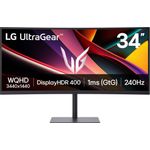 LG UltraGear G6 Curved 34 Zoll WQHD-Gaming-Monitor mit 240 Hz | 34G630A mit DCI-P3 95% (Typ.), VESA DisplayHDR 400, 1 ms (GtG), USB-C (PD 15W) (34G630A-B.AEUQ)