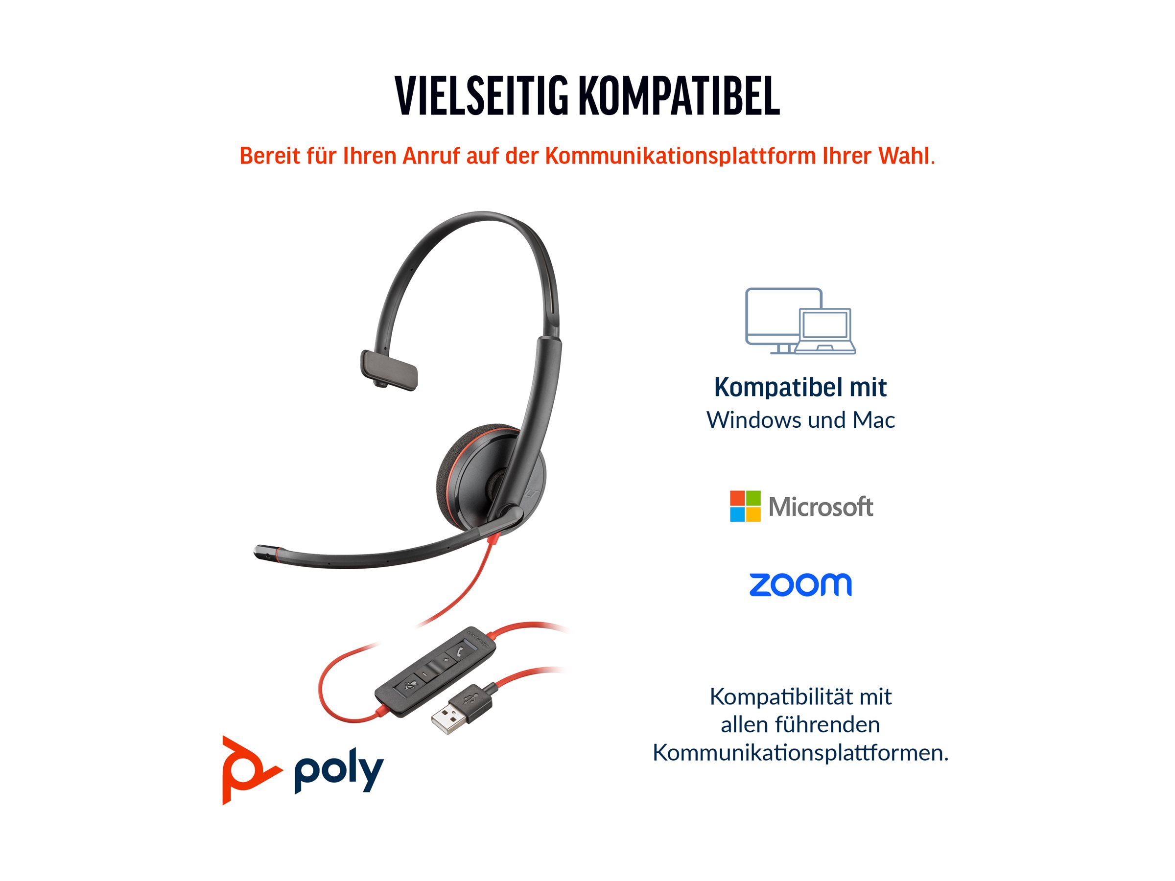HP Blackwire 3210 Monophon USB-C Headset Schwarz