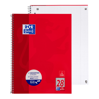 Oxford 100050361 Collegeblock A4 kariert 80 Blatt Rot