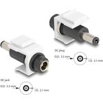 Delock Keystone Modul DC 5.5 x 2.1 mm Buchse zu 5.5 2.1 Stecker weiß (84174)