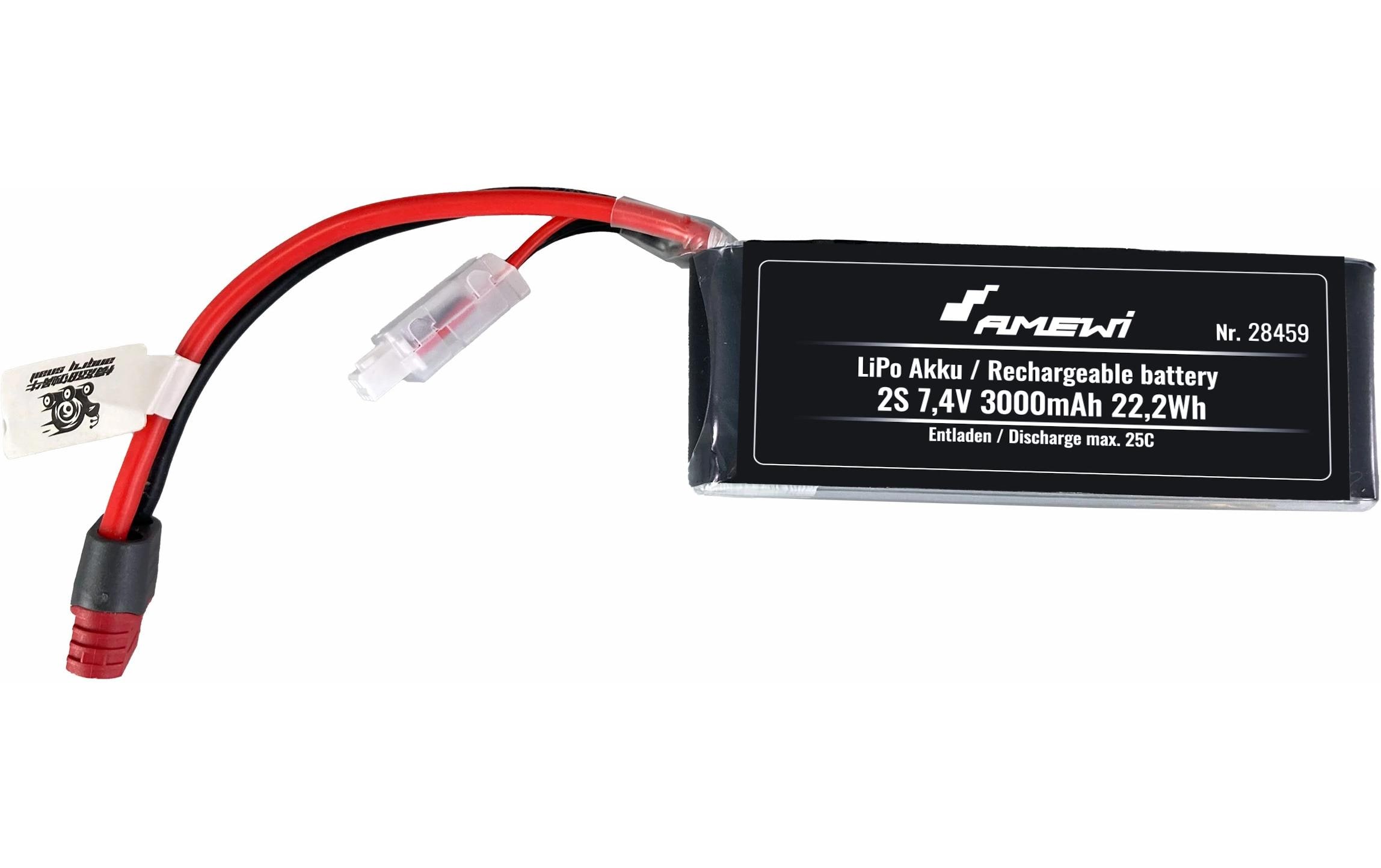 Amewi LiPo Akku 2S 7,4 V 3000 mAh 25C Schwarz