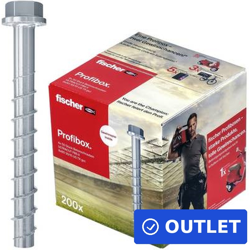 Fischer 553686 ULTRACUT FBS II Betonschraube 8 mm 80 mm Stahl galvanisch verzinkt - 200 Stück (553686) (B-Ware)