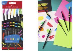 FABER-CASTELL Synthetikhaarpinsel, 6er Set mit Soft-Touch-Griffzone, robustes, weiches Synthetik - 1 Stück (481622)