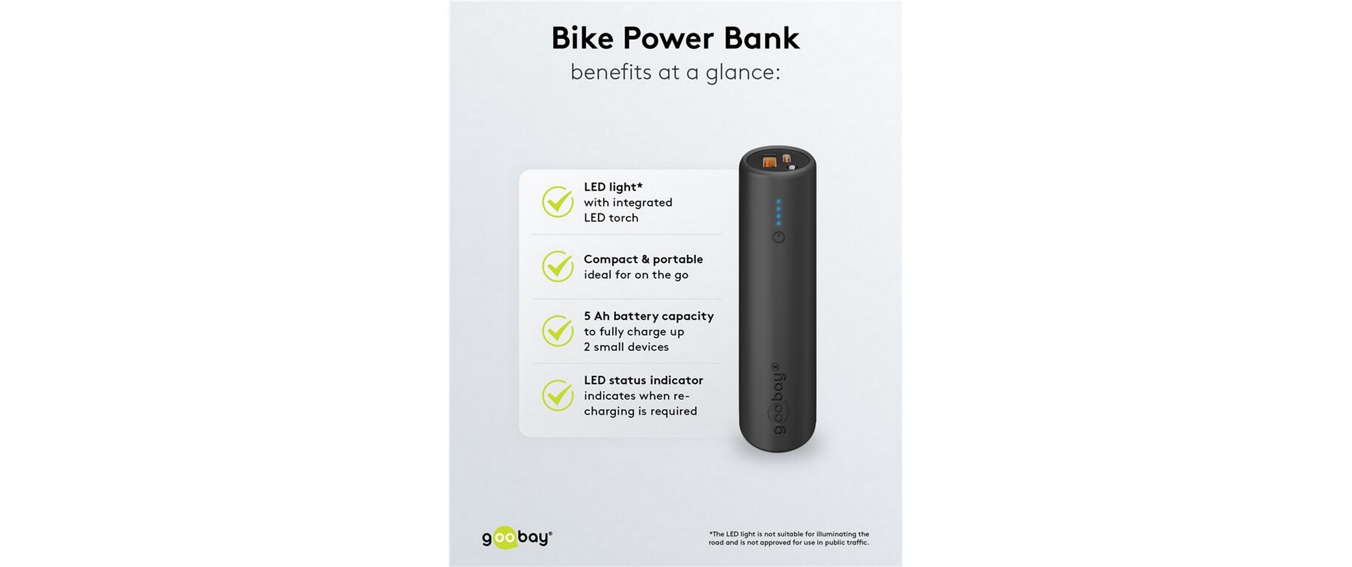 Goobay Bike-Powerbank 5.0 5000 mAh 18 W Schwarz