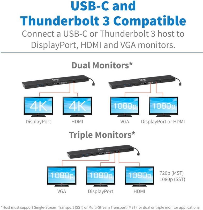 Eaton Tripp Lite Series U442-DOCK7D-B USB-C Dockingstation Schwarz