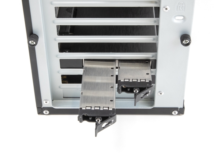 Delock 47042 PCIe 4.0 x16 Karte Wechselrahmen für 2 x M.2 NVMe SSD Bifurcation Silber