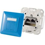 S/CONN maximum connectivity Netzwerkdose-cat.6A Netzwerkdose 2-Fach designfähig, horizontale Kabelführung, Zentralstück inkl. Abdeckrahmen, blau (74280-B)