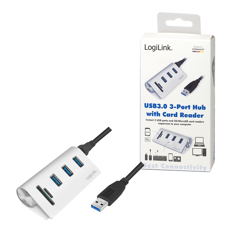 LogiLink CR0045 Schnittstellen-Hub USB 3.0 (3.1 Gen 1) Type-A 5000 Mbit/s Silber (CR0045)