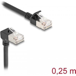 Delock RJ45 Netzwerkkabel Cat.6A S/FTP Slim 90° oben gewinkelt / gerade 0,25 m schwarz (80285)