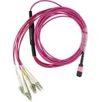 Kompatibles Dell 470-ABPE BlueOptics LWL Breakout Patchkabel, MPO/UPC, 4xDuplex LC/UPC, 3 Meter, Multimode G50/125µm, OM4, MPO Einfügedämpfung: unter 0.3dB, LC Einfügedämpfung: unter 0.2dB, Markenfaser, 3.0mm LSZH magenta, 8 Kerne und MPO Stecker ohne Pin (470-ABPE-BO)