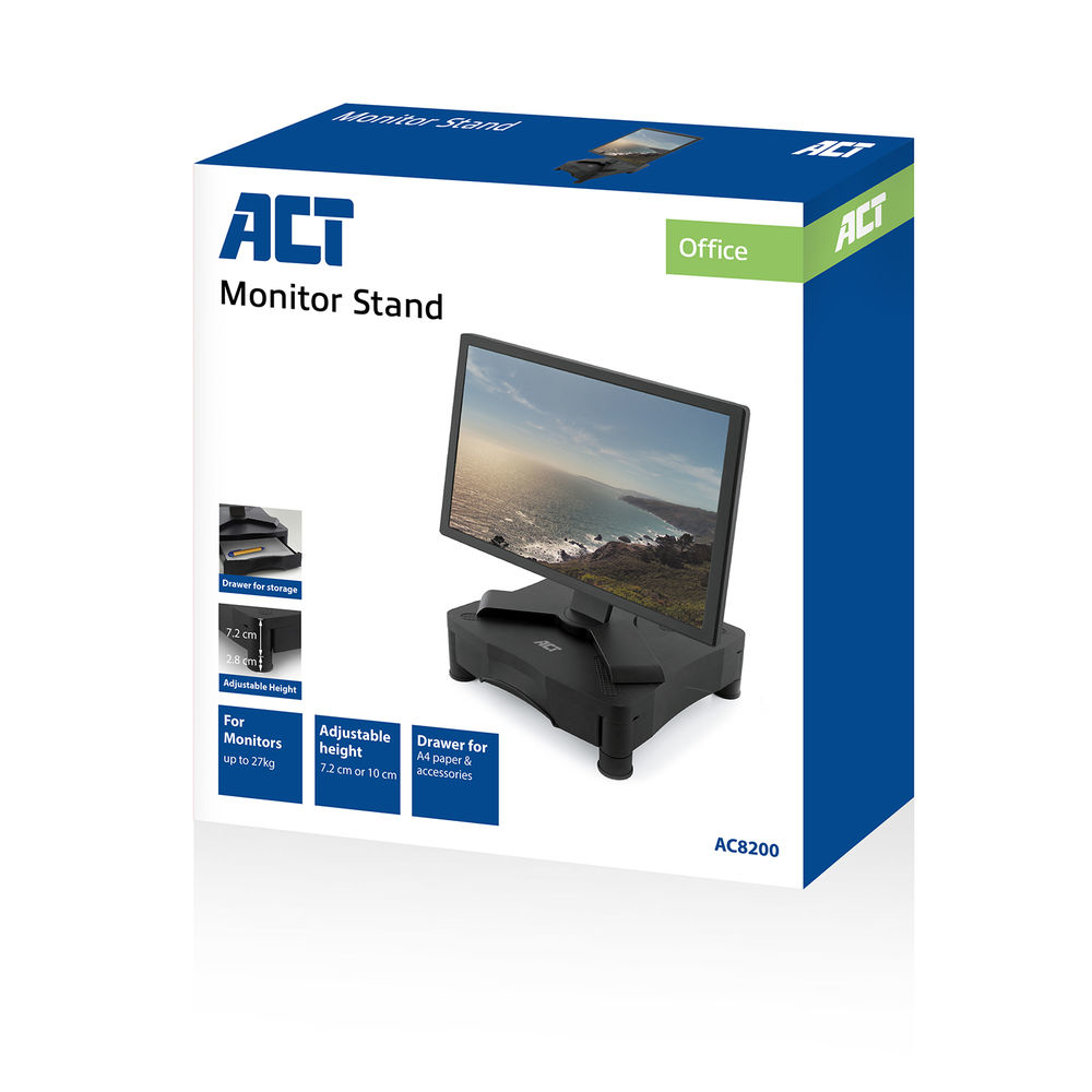 ACT AC8200 Monitorständer mit Schublade 17" Schwarz