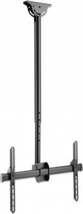 MANHATTAN Höhenverstellbare TV-Deckenhalterung, neig- und schwenkbar Für Bildschirme von 37" bis 70" und bis zu 50 kg, für Decken und Dachschrägen, 360° schwenkbar, 0° bis 25° neigbar, 1060 bis 1560 mm höhenverstellbare Teleskopstange, +/- 3° horizontal justierbar, schwarz (462204) (geöffnet)