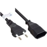 Euro-Verlängerung Euro-Stecker Typ C (gerade) an Euro-Buchse (gerade), schwarz, 0,75 mm², 5 m, Good Connections® (P0300-S050)