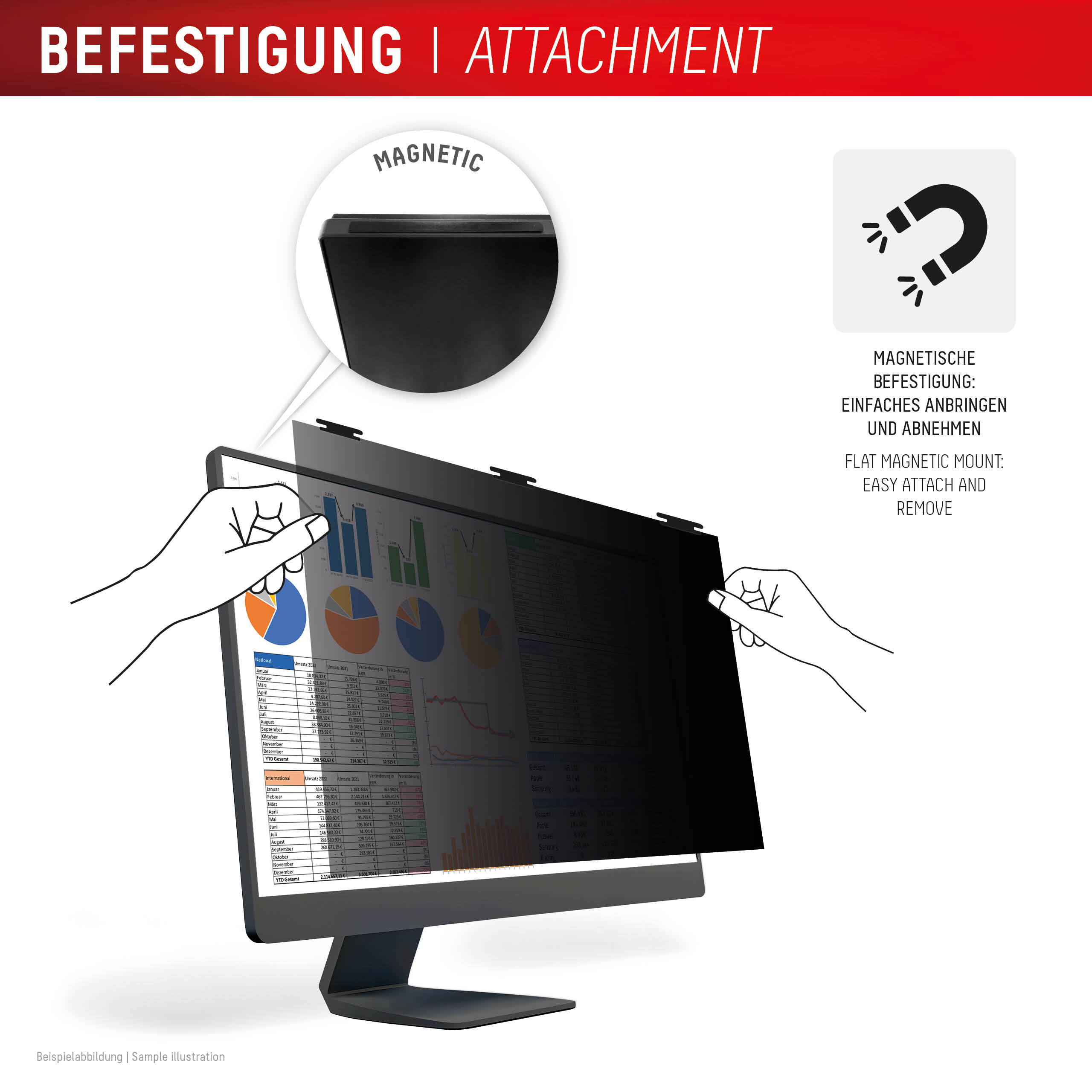 DISPLEX Privacy Safe Desktop Uni Magnetischer Blickschutzfilter 24" 16:9 Schwarz
