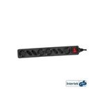 InLine® Steckdosenleiste, 8-fach, 4x Schutzkontakt + 4x Euro, mit Schalter, 1,5m, schwarz (16481S)